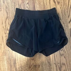 Lululemon Black Hotty Hot 4” Inseam Shorts